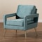 Baxton Studio Leland Glam and Luxe Light Blue Velvet Fabric and Gold Finished Armchair 182-11447-Zoro - alternate 9